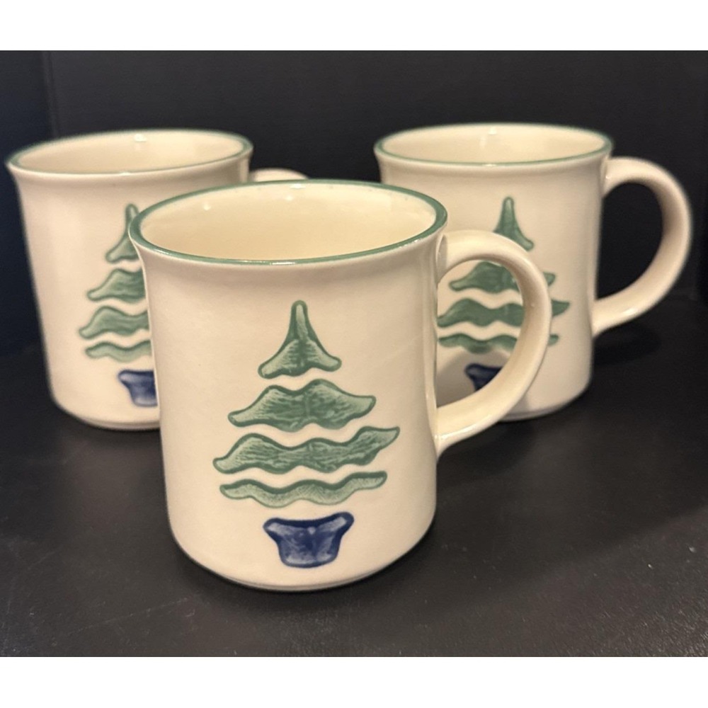 Pfaltzgraff Nordic Christmas Tree Coffee Mug Mugs Cup Holiday Set Of 3 USA VTG